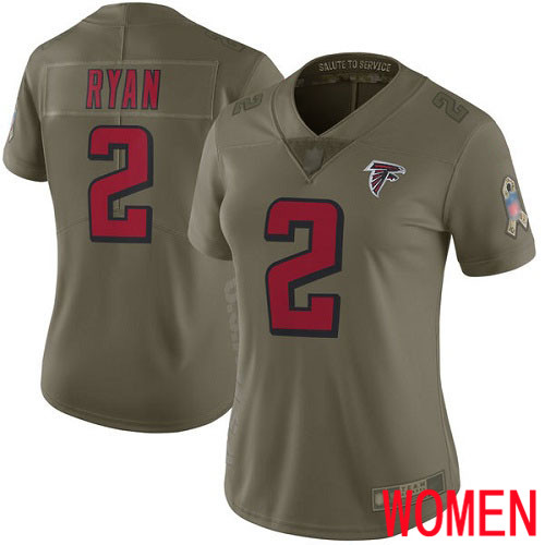 Atlanta Falcons Limited Olive Women Matt Ryan Jersey NFL Football #2 2017 Salute to Service